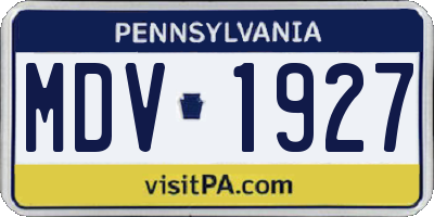 PA license plate MDV1927