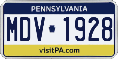 PA license plate MDV1928