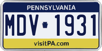 PA license plate MDV1931