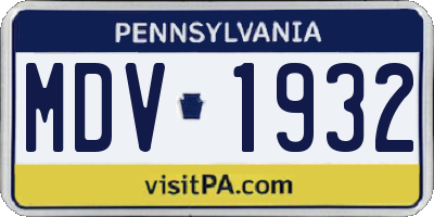 PA license plate MDV1932