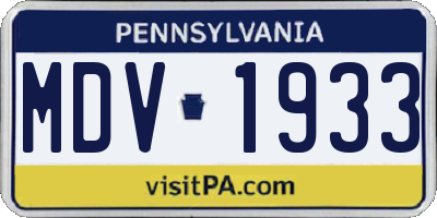 PA license plate MDV1933
