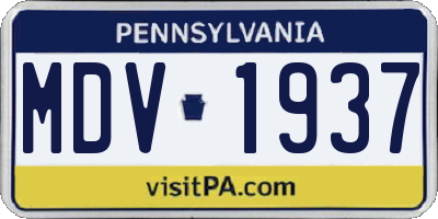 PA license plate MDV1937