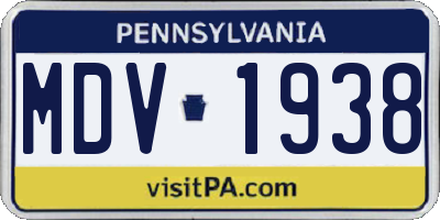 PA license plate MDV1938