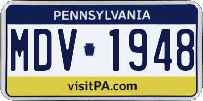 PA license plate MDV1948