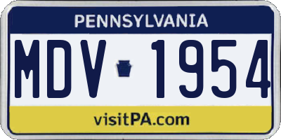 PA license plate MDV1954