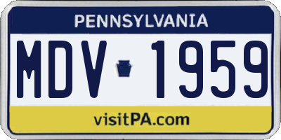 PA license plate MDV1959