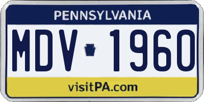 PA license plate MDV1960