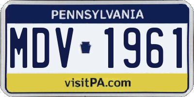 PA license plate MDV1961