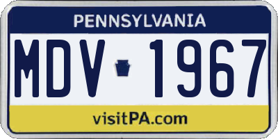 PA license plate MDV1967