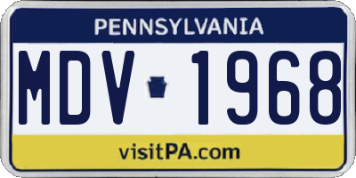 PA license plate MDV1968