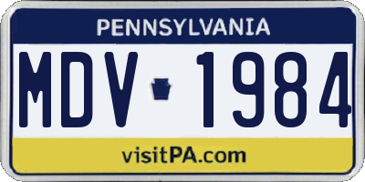 PA license plate MDV1984