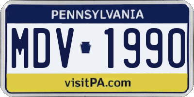PA license plate MDV1990
