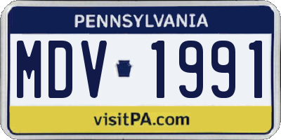 PA license plate MDV1991
