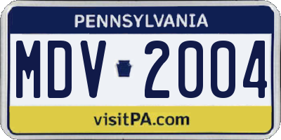 PA license plate MDV2004