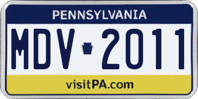 PA license plate MDV2011