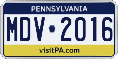 PA license plate MDV2016