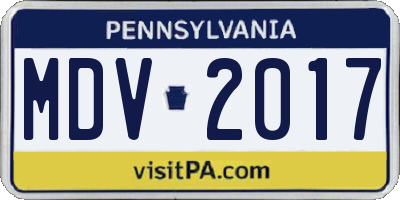 PA license plate MDV2017
