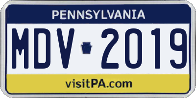 PA license plate MDV2019
