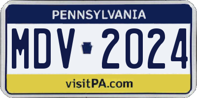 PA license plate MDV2024