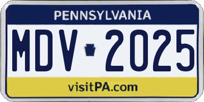 PA license plate MDV2025