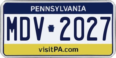 PA license plate MDV2027