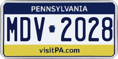 PA license plate MDV2028