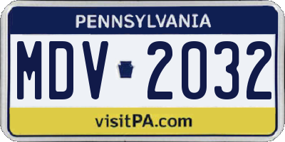PA license plate MDV2032