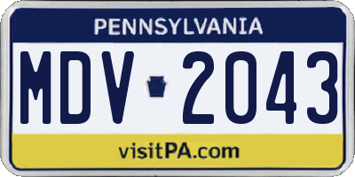PA license plate MDV2043