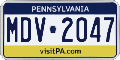 PA license plate MDV2047