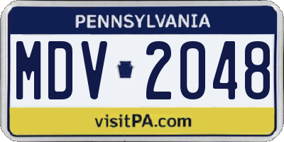 PA license plate MDV2048