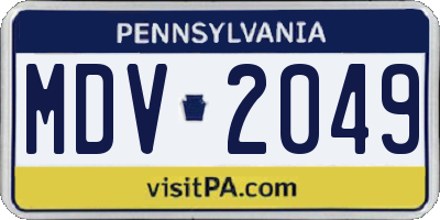 PA license plate MDV2049