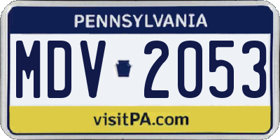 PA license plate MDV2053