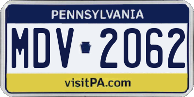 PA license plate MDV2062