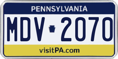 PA license plate MDV2070