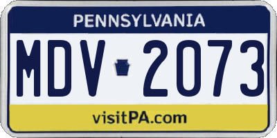 PA license plate MDV2073