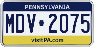 PA license plate MDV2075