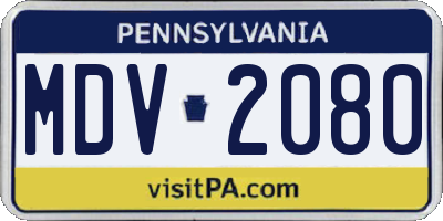 PA license plate MDV2080