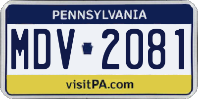 PA license plate MDV2081