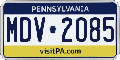 PA license plate MDV2085