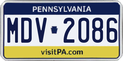 PA license plate MDV2086