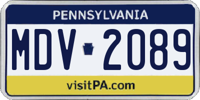 PA license plate MDV2089