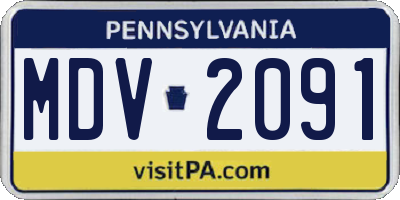 PA license plate MDV2091