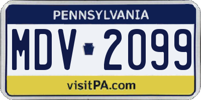 PA license plate MDV2099