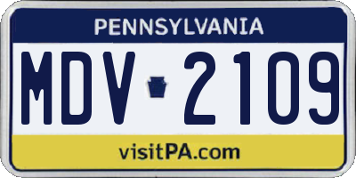 PA license plate MDV2109