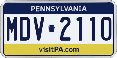 PA license plate MDV2110