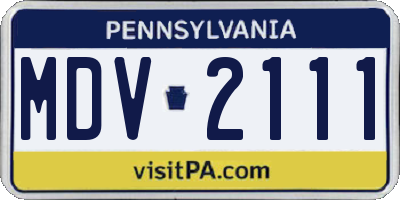 PA license plate MDV2111
