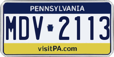 PA license plate MDV2113