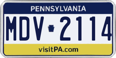 PA license plate MDV2114