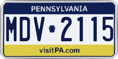 PA license plate MDV2115