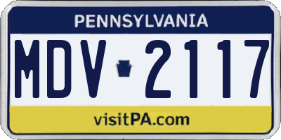 PA license plate MDV2117